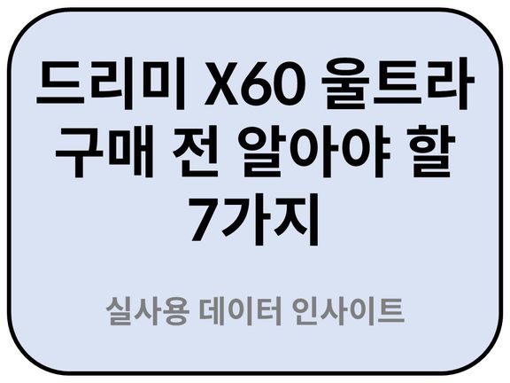 Intro. 드리미 X60 울트라 구매 전 반드시 확인해야 할 실사용 데이터 7가지