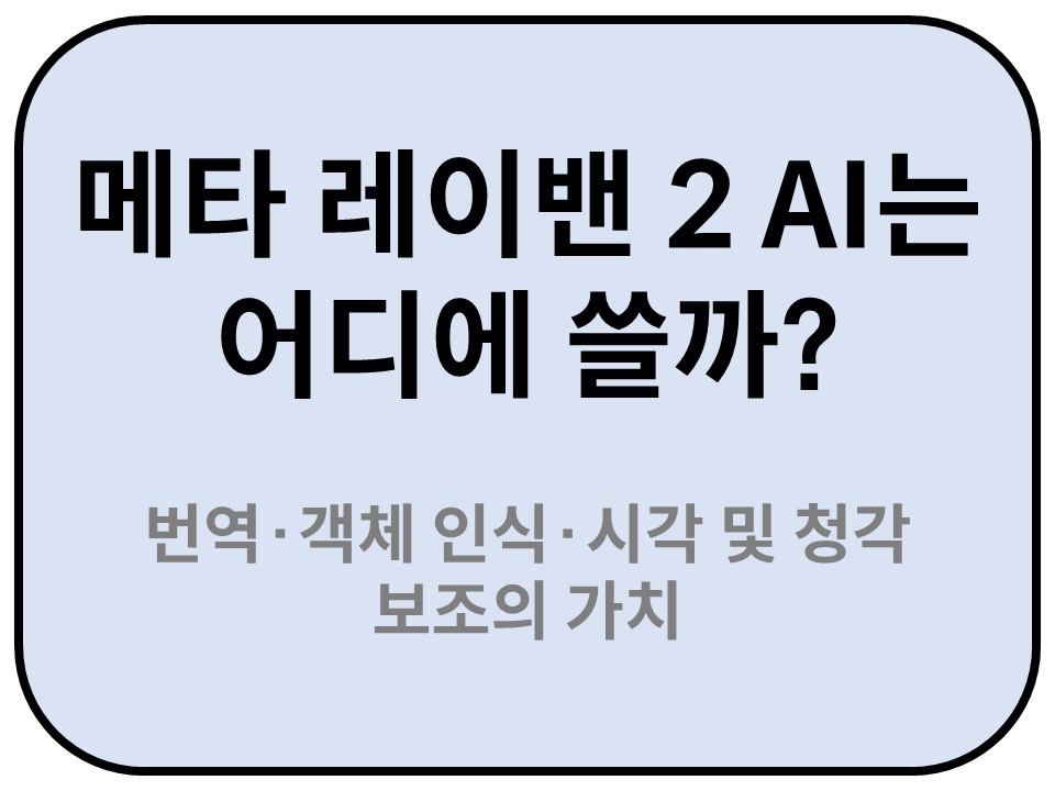 Intro. 메타 레이밴 2 사용용도