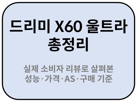 Intro. 드리미 X60 울트라 총정리: 실제 소비자 리뷰로 살펴본 성능·가격·AS·구매 기준