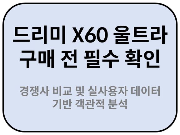 Intro. 드리미 X60 울트라 구매 전 필수 확인